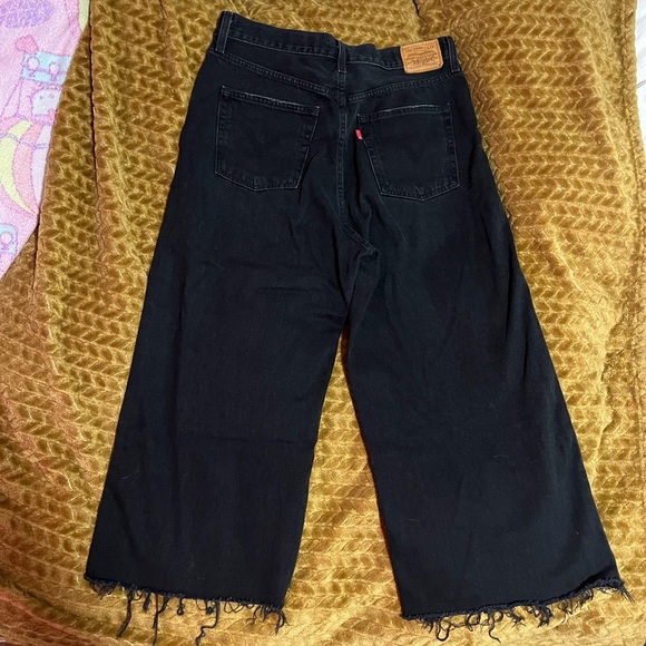Dark denim jeans with ribcage waist and wide leg - Picture 2 of 4